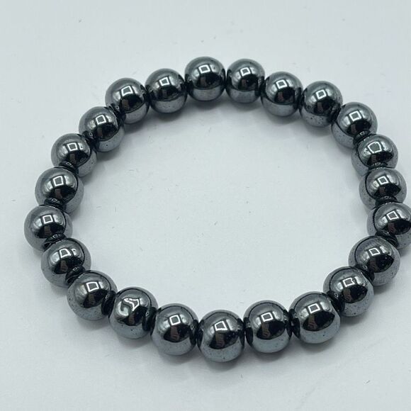 Hematite beaded bracelet 6.75” crystal healing self-esteem confidence willpower - Picture 5 of 6